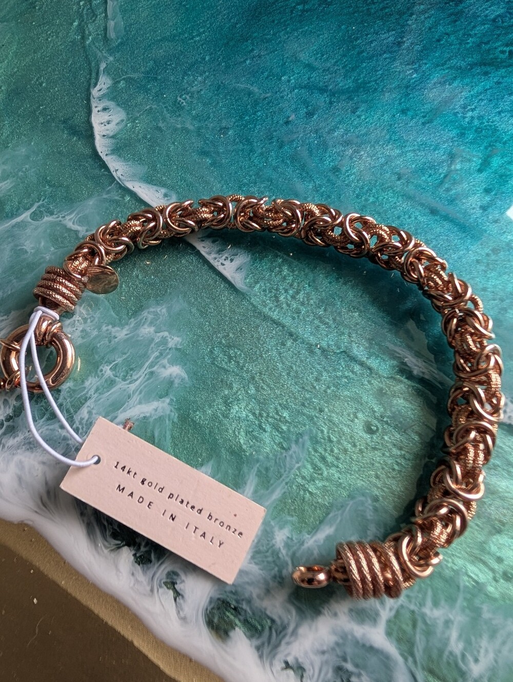 14K Gold Plated Bronze Twisted Chain Bracelet - Made in Italy